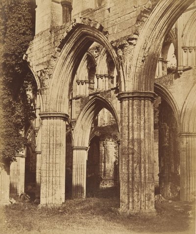 Abadia de Rievaulx. Olhando através do coro, década de 1850. de Joseph Cundall