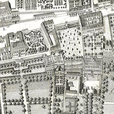 Detalhe de um mapa de Viena mostrando 135 Alsergrund, onde Mozart e sua família viveram em 1788 (água-forte e gravura) de Joseph Daniel Huber