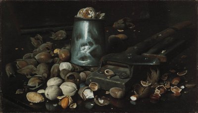 Ainda vida com lata e porcas, c.1886 de Joseph Decker