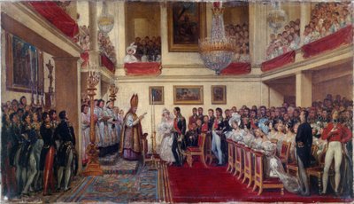 O casamento do rei Leopoldo I com a princesa de Orleães, entre 1833 e 1837 (óleo) de Joseph Desire Court