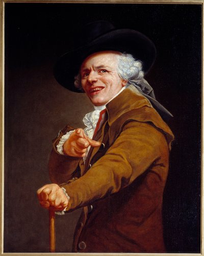 Auto-retrato do artista sob os traços de um zombador Pintura de Joseph Ducreux (1735-1802) 1802 Sol. 0,91x0,72 m - Auto-retrato do artista com um rosto zombeteiro. Pintura de Joseph Ducreux (1735-1802) 1802. 0,91 x 0,72 m. Museu do Louvre, Paris de Joseph Ducreux