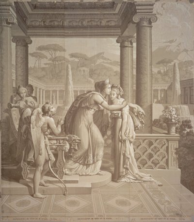 Design de papel de parede com Cupido e Psique, 1815 de Joseph Dufour