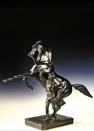 The Rearing Thoroughbred and Groom (bronze) de Joseph Edgar Boehm