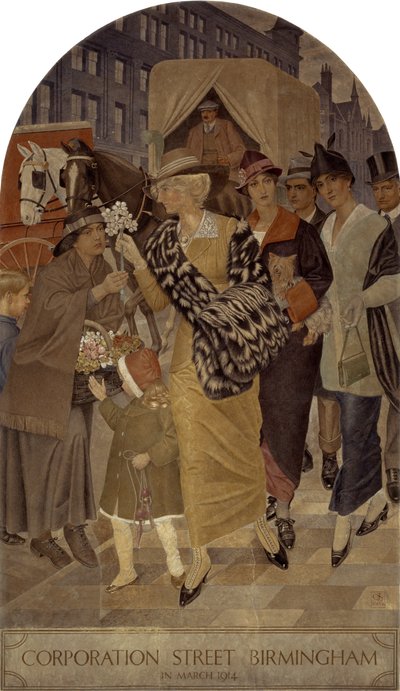 Corporation Street, Birmingham em março de 1914 de Joseph Edward Southall