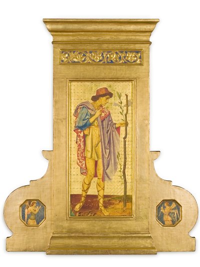 Crystofore, 1898-99 (mídia mista em painel de folha de ouro trabalhado) de Joseph Edward Southall