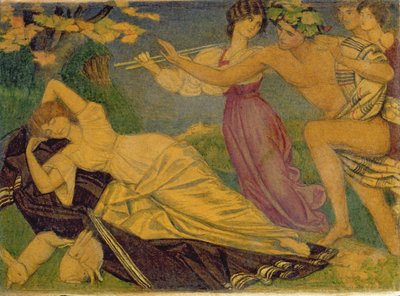 Estudo para Baco e Ariadne, c.1912 (wc sobre lápis no cartão) de Joseph Edward Southall