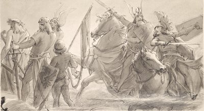 Os Teutões vão para a batalha de Joseph Eugen Hörwarter