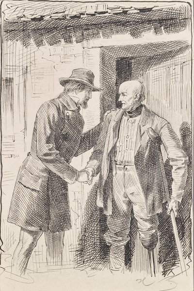 Dois homens, um deles com uma perna amputada de Joseph Eugen Hörwarter