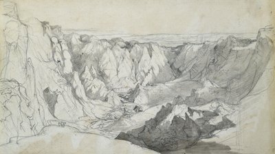 Carclase Tin Mine in Cornwall, c.1810 (lápis com lavagem em papel) de Joseph Farington