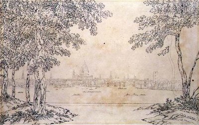 Vista Distante da Ponte de St. Paul e Blackfriars de Joseph Farington