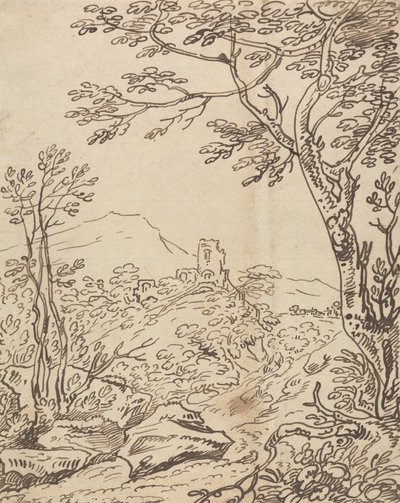 Árvores e um Castelo Distante de Joseph Farington