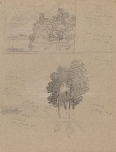 Dois Esboços de um Castelo e de Árvores; Manhãs e Noite de Joseph Farington