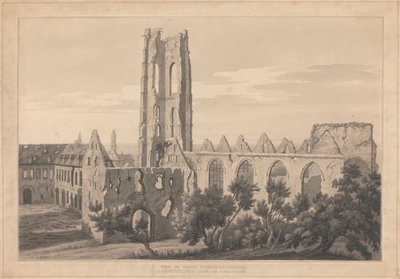 Vista da Igreja de São Nicolau em Valenciennes após o Cerco de Joseph Farington