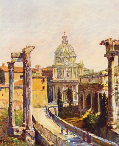 Roma: O Fórum visto do Capitólio (litografia a cores) de Joseph Felix Bouchor