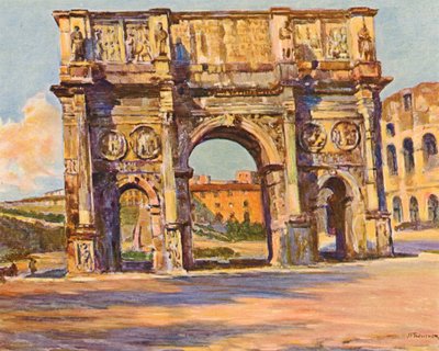 Roma: Arco de Constantino (litografia a cores) de Joseph Felix Bouchor