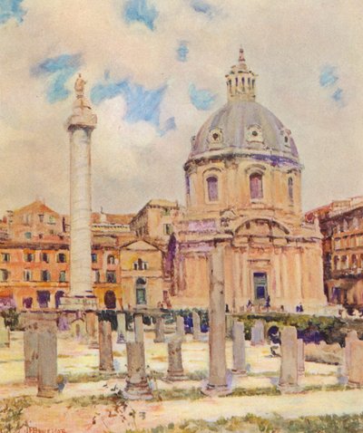 Roma: Fórum de Trajano (litografia a cores) de Joseph Felix Bouchor