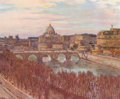 Roma: Vista de Roma a partir do Palácio Primoli (litografia a cores) de Joseph Felix Bouchor
