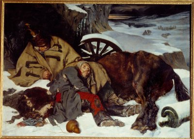 Episódio do retiro russo. Guerra Napoleônica (1812). Pintura de Joseph Ferdinand Boissard De Boisdenier (1813-1866) de Joseph Fernand Boissard de Boisdenier