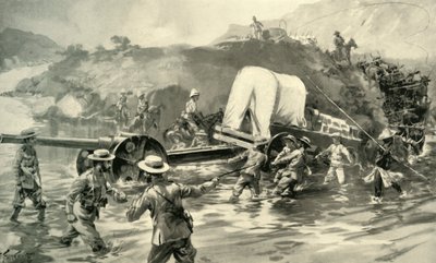 "Levando a Pistola Naval 4.7 através do Tugela", 1900. de Joseph Finnemore