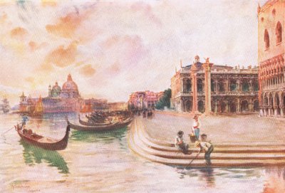 O Molo, Veneza, de Hutchinsons Picturesque Europe publicado por Hutchinson & Son, c.1930 de Joseph Finnemore