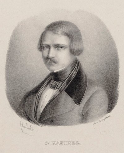 Retrato do compositor Jean-Georges Kastner 1810-1867. de Joseph Frédéric Flaxland
