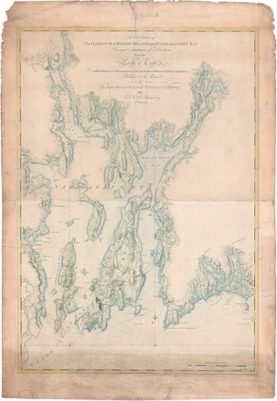 Uma carta do porto de Rhode Island e da baía de Narragansett de Joseph Frederick Wallet DesBarres