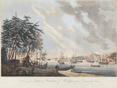Uma vista da cidade e do porto de Halifax de Dartmouth Shore, 1781 de Joseph Frederick Wallet DesBarres
