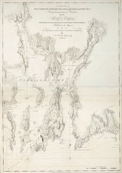 Uma carta do porto de Rhode Island e da baía de Narraganset de Joseph Frederick Wallet DesBarres