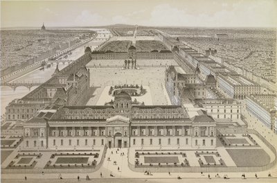 Vista do Louvre e das Tulherias, c.1850 de Joseph-Gabriel Aubrun