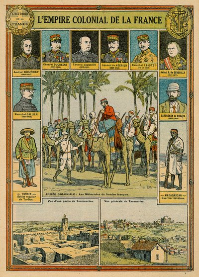O império colonial francês, finais do século XIX - início do século XX (cor litho) de Joseph Girard