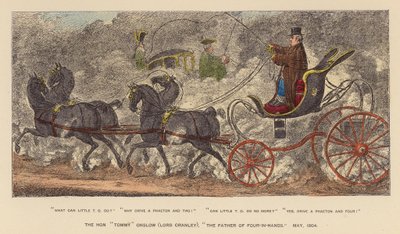 O Hon "Tommy" Onslow (Lord Cranley), "The Father of Four-in-Hands", maio de 1804 (gravura a cores) de Joseph Grego