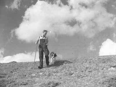 Um pastor e o seu cão pastor a passear em Martindale de Joseph Hardman