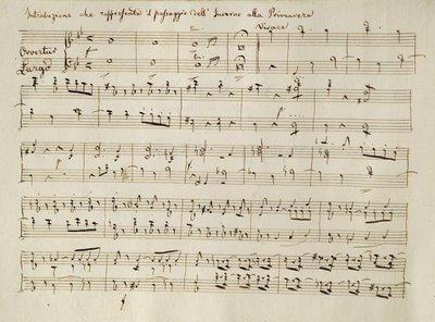 Abertura da partitura de &39;Primavera&39;, do oratório &39;The Seasons&39;, realizada pela primeira vez em abril de 1801 de Joseph Haydn