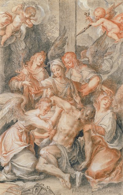 Pietá com anjos e putti de Joseph Heintz