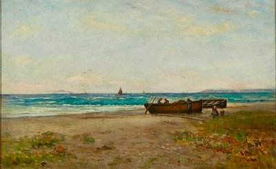 Tending the Boats, Ayrshire Coast (óleo sobre tela) de Joseph Henderson