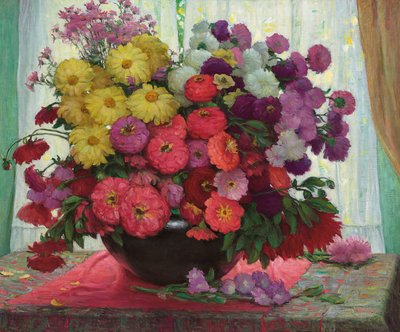 Taça de flores (óleo sobre tela) de Joseph Henry Sharp