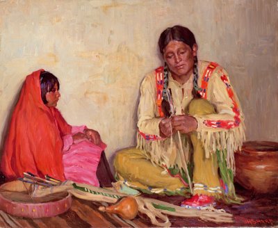 Flechas emplumadas (óleo sobre tela) de Joseph Henry Sharp