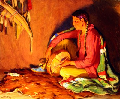 O baterista à luz do fogo de Joseph Henry Sharp
