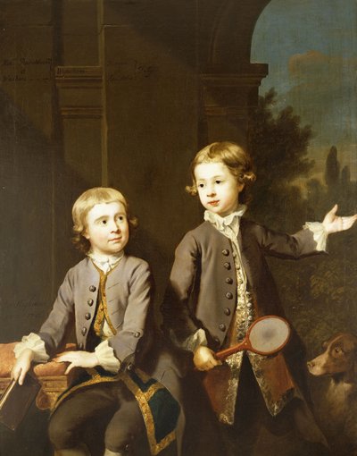 Retrato duplo de Henry Penruddocke Wyndham e seu irmão Wandham, três quartos de comprimento, 1743 de Joseph Highmore