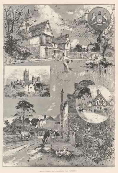 Um modelo Village, Patricksbourne, perto de Canterbury de Joseph Holland Tringham