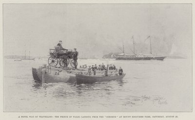 Uma nova maneira de viajar, o Príncipe de Gales pousando do Osborne no Mount Edgcumbe Park, sábado, 27 de agosto de Joseph Holland Tringham