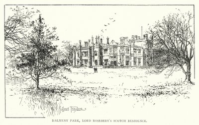 Dalmeny Park, residência escocesa de Lord Rosebery (litografia) de Joseph Holland Tringham