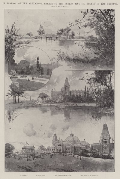 Dedicação do Alexandra Palace ao público, 18 de maio, Scenes in the Grounds de Joseph Holland Tringham