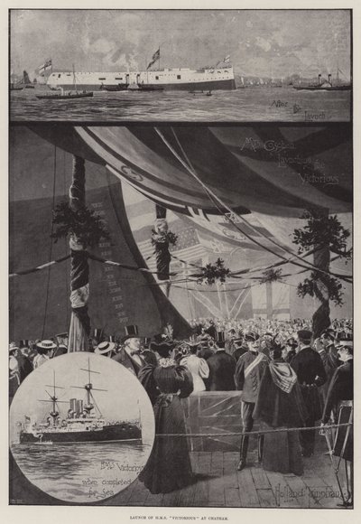 Lançamento do HMS Victorious at Chatham de Joseph Holland Tringham