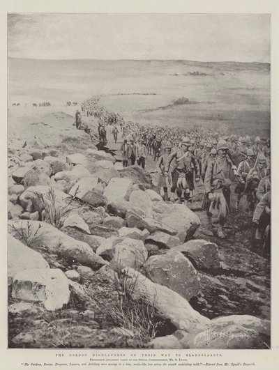 Os Highlanders Gordon a caminho de Elandslaagte de Joseph Holland Tringham
