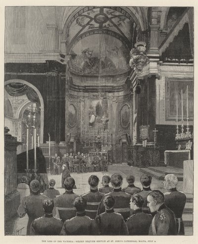 A perda do Victoria, solene serviço de réquiem na Catedral de São João, Malta, 4 de julho de Joseph Holland Tringham
