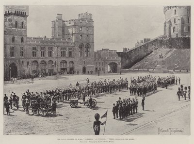 A Brigada Naval da HMS Poderosa em Windsor, Três Vivas para a Rainha! de Joseph Holland Tringham