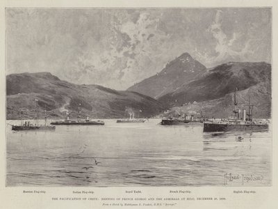 A Pacificação de Creta, Encontro do Príncipe George e os Almirantes em Milo, 20 de dezembro de 1898 de Joseph Holland Tringham