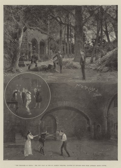 O Prisioneiro de Zenda, o Novo Jogo no St James&39;s Theatre, adaptado por Edward Rose do romance de Anthony Hope de Joseph Holland Tringham
