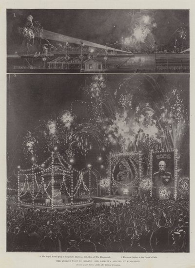 A visita da rainha à Irlanda, a chegada de Sua Majestade em Kingstown de Joseph Holland Tringham